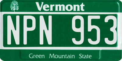 VT license plate NPN953