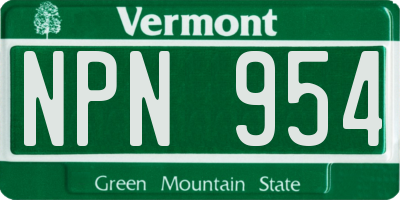 VT license plate NPN954