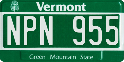 VT license plate NPN955