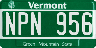 VT license plate NPN956