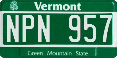 VT license plate NPN957