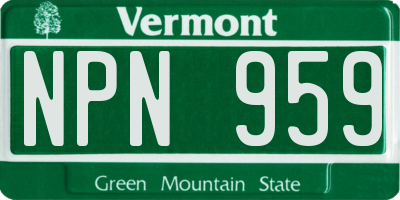 VT license plate NPN959