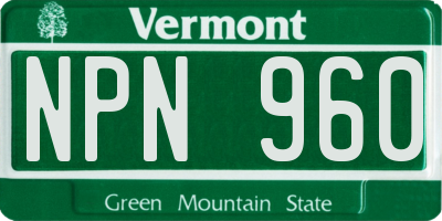VT license plate NPN960