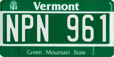 VT license plate NPN961