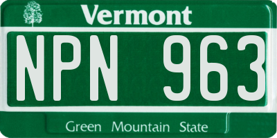 VT license plate NPN963