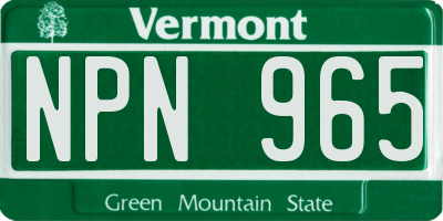 VT license plate NPN965