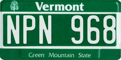 VT license plate NPN968