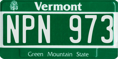VT license plate NPN973
