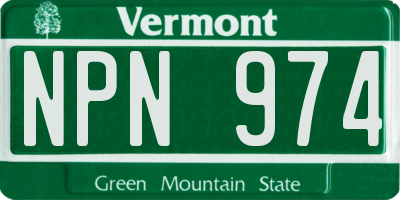 VT license plate NPN974