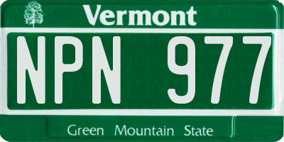 VT license plate NPN977