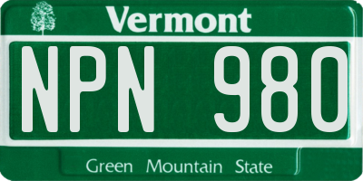 VT license plate NPN980