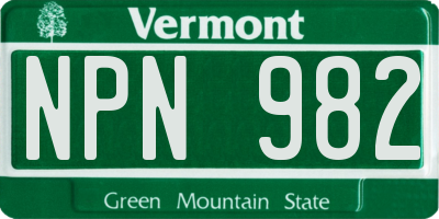 VT license plate NPN982