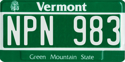 VT license plate NPN983