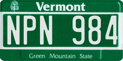 VT license plate NPN984