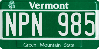 VT license plate NPN985
