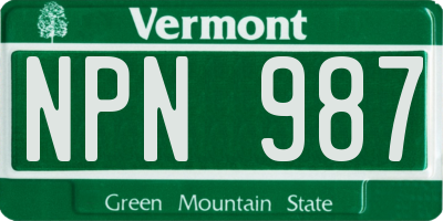 VT license plate NPN987