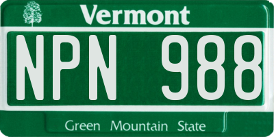 VT license plate NPN988