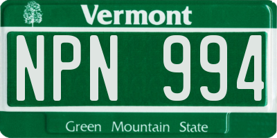 VT license plate NPN994