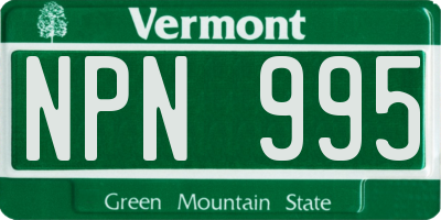 VT license plate NPN995