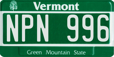 VT license plate NPN996