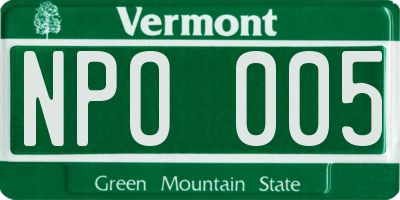 VT license plate NPO005