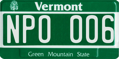 VT license plate NPO006