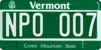 VT license plate NPO007