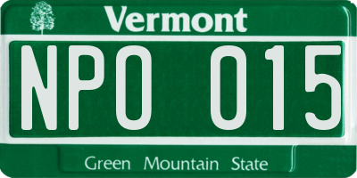 VT license plate NPO015