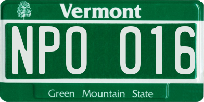 VT license plate NPO016