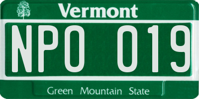 VT license plate NPO019