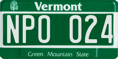 VT license plate NPO024