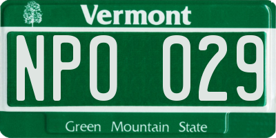 VT license plate NPO029