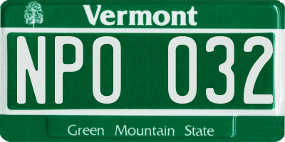 VT license plate NPO032