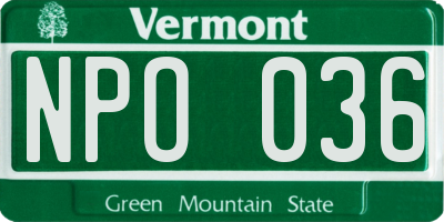 VT license plate NPO036