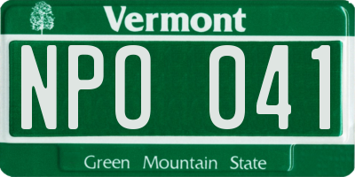 VT license plate NPO041