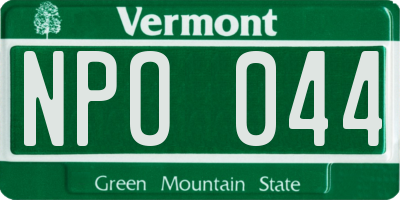 VT license plate NPO044
