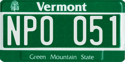 VT license plate NPO051