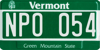 VT license plate NPO054