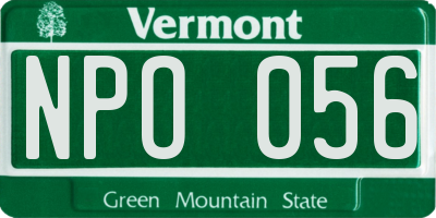 VT license plate NPO056