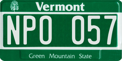 VT license plate NPO057