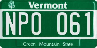 VT license plate NPO061