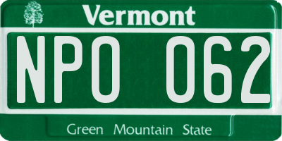 VT license plate NPO062