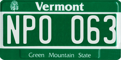 VT license plate NPO063