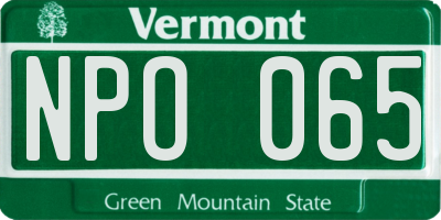 VT license plate NPO065