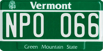 VT license plate NPO066