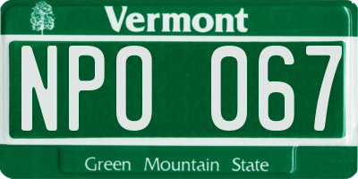 VT license plate NPO067