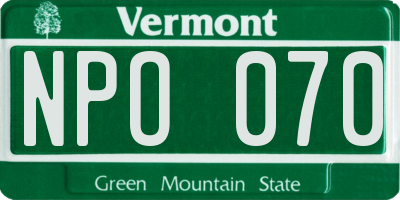 VT license plate NPO070