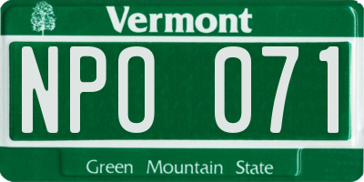 VT license plate NPO071