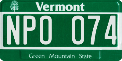 VT license plate NPO074