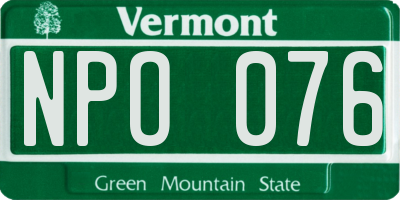 VT license plate NPO076